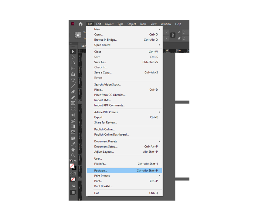 indesign packaging file package files 