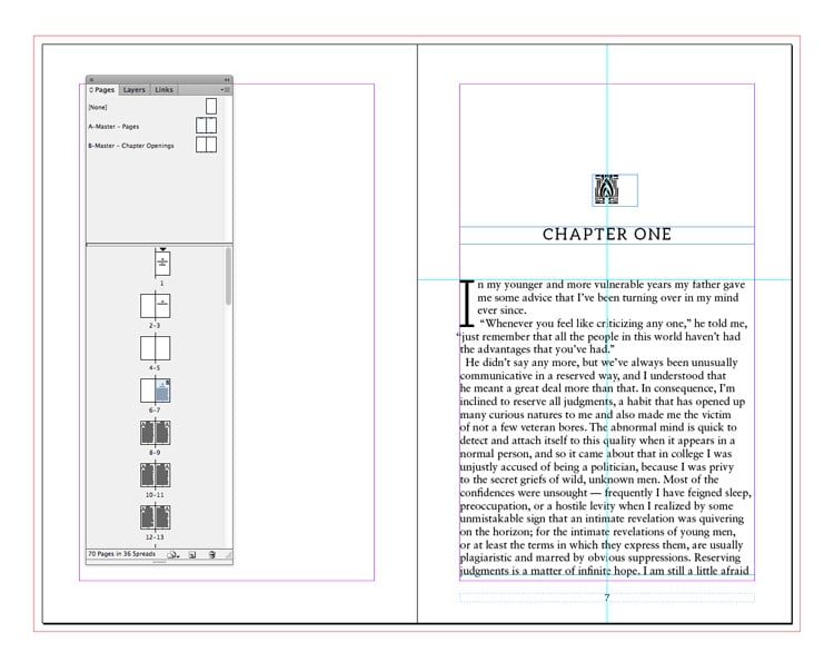 indesign table of contents TOC page numbers sections book design magazine design