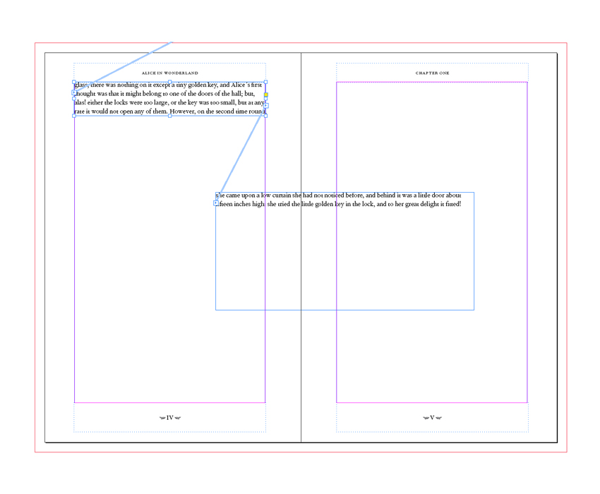 threading text linking text frames text boxes indesign skills