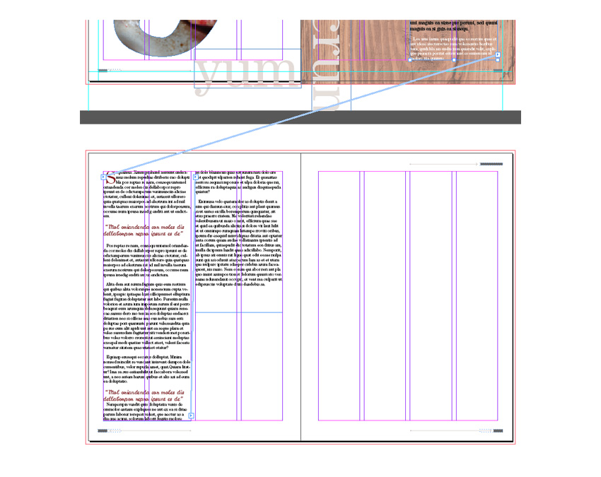 magazine layout design indesign text threaded