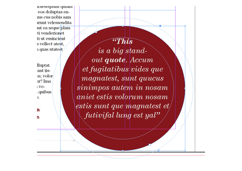 magazine layout design indesign text typography ellipse tool shape