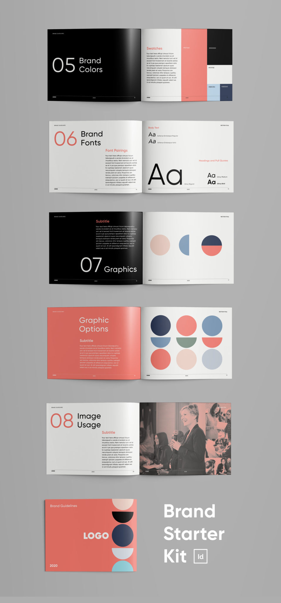 brand starter kit brand guidelines template indesign brand identity template adobe indesign new business indesign templates