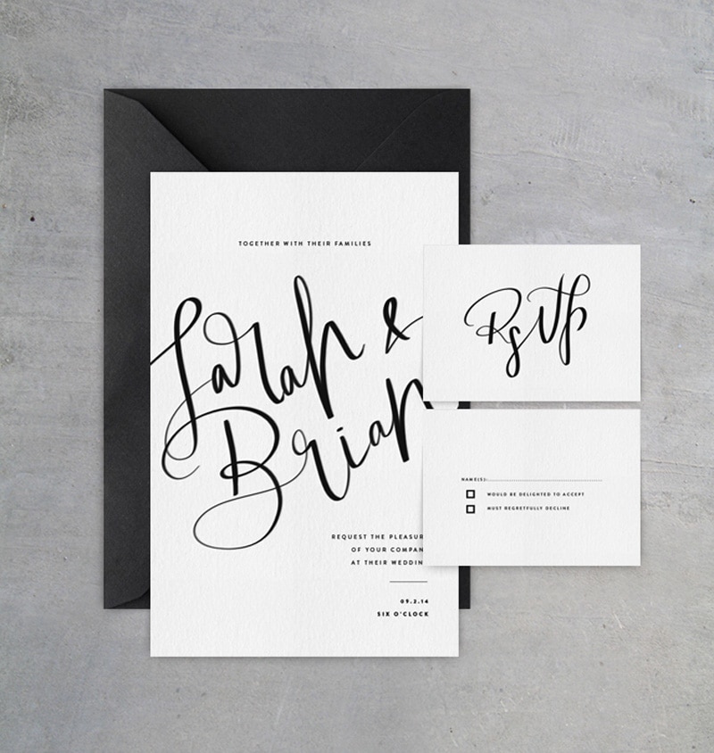 wedding invitations invite stylish unique modern beautiful design black and white monochrome cocorrina