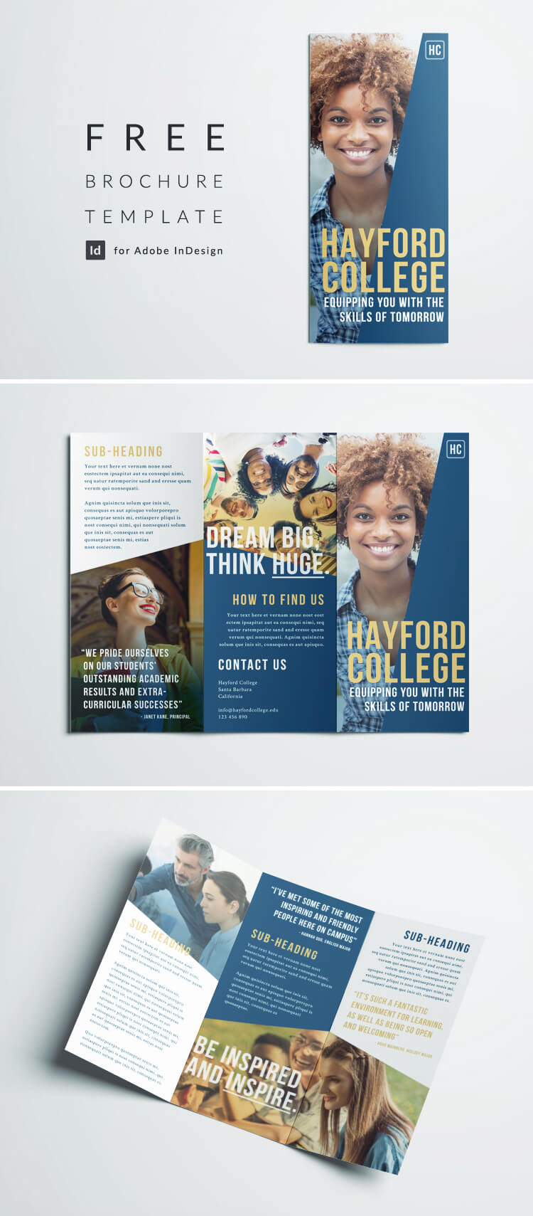 Professional InDesign Brochure Template - College Design - Free Download