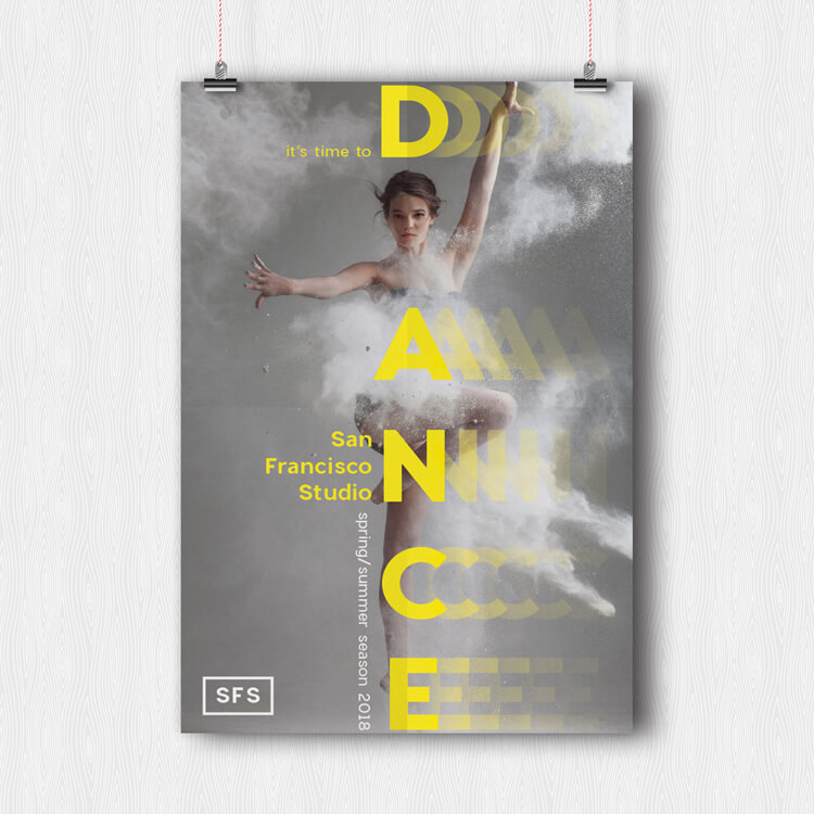 InDesign Poster Template - free download. Simple graphic event poster with typographic layout.