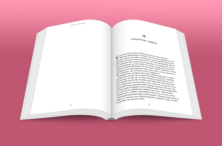 InDesign book template for novel. Inside pages. Typesetting template.