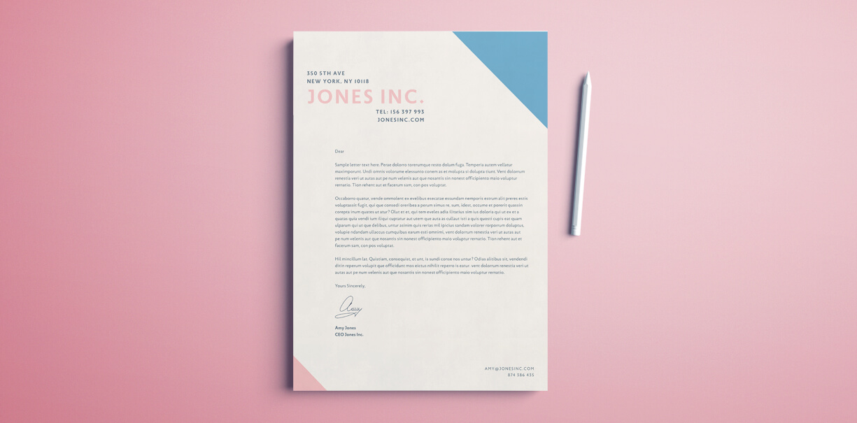 Creative letterhead free template for InDesign. Simple design layout for your creative business. Download this free template.