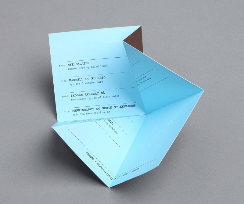 folded origami graphic design indesign menu maaemo bureau bruneau