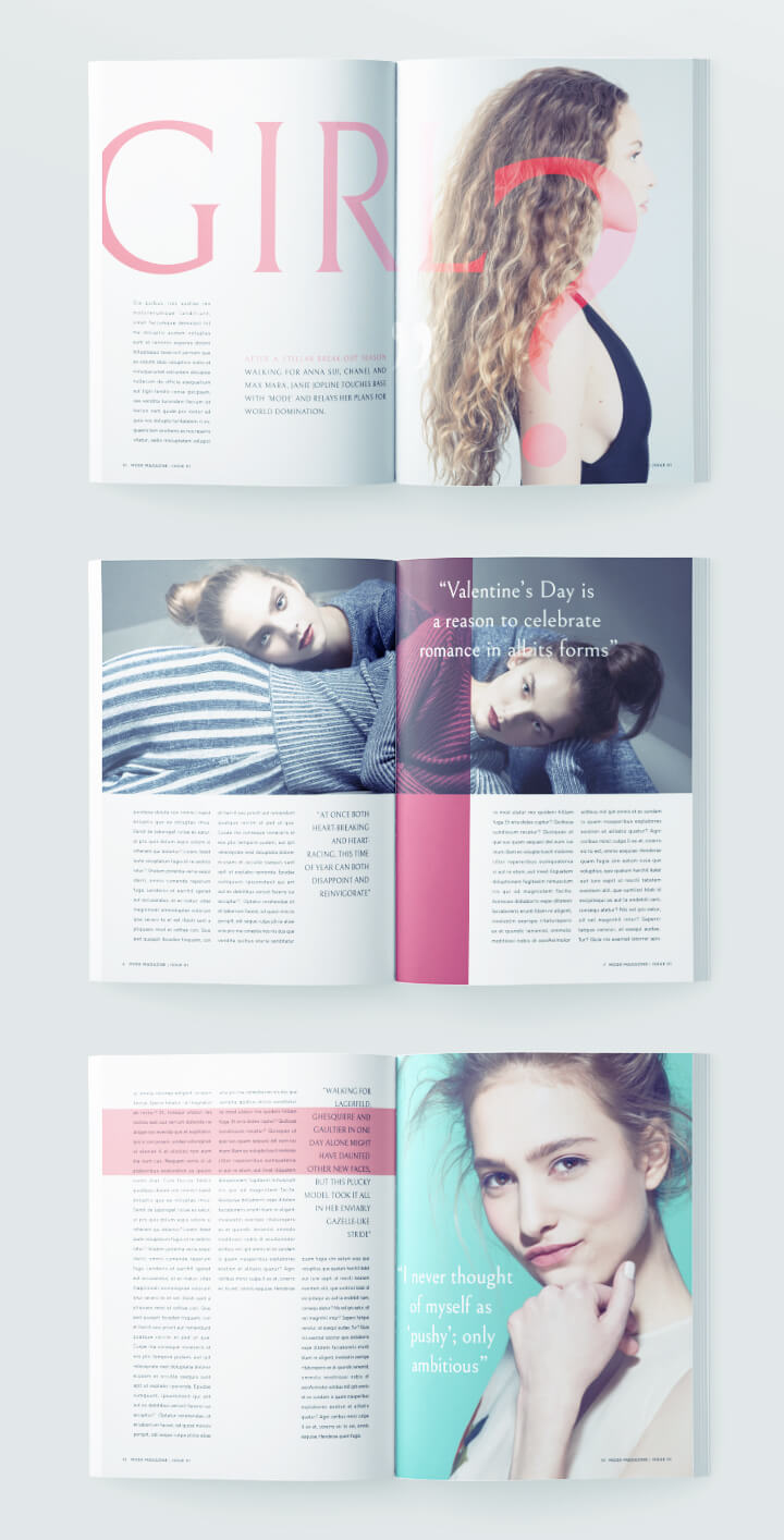 fashion magazine design - free magazine template - 1 cover - 12 pages - 6 spreads