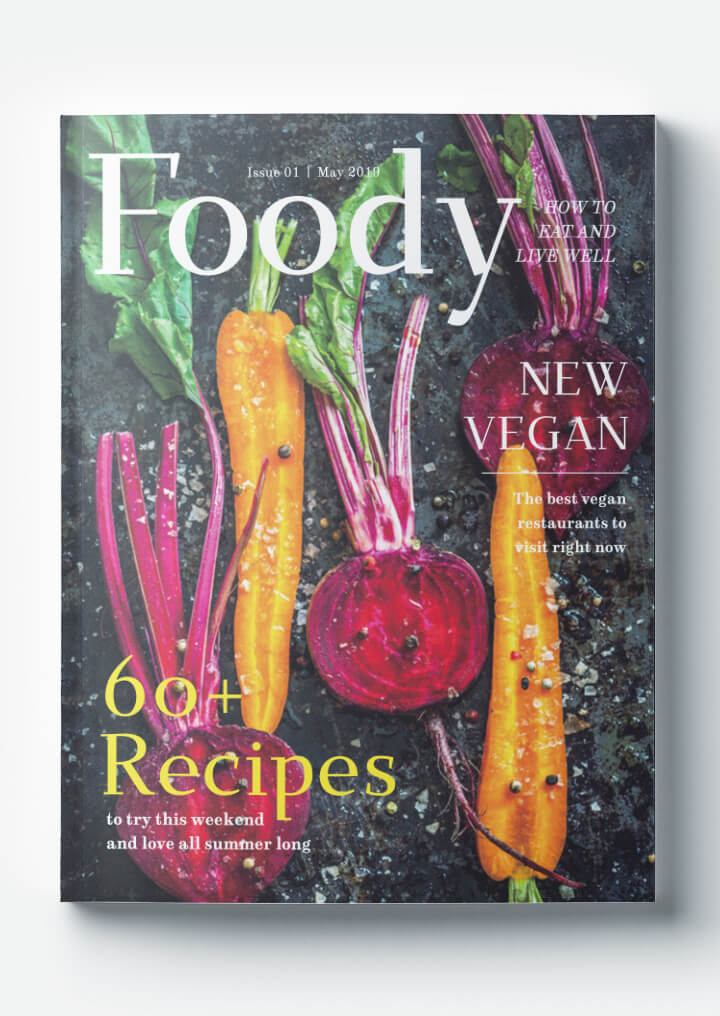 Food Magazine Cover Template - Free Download - Foodie, Gourmet, Vegan, Clean Eating, Recipes, Cooking