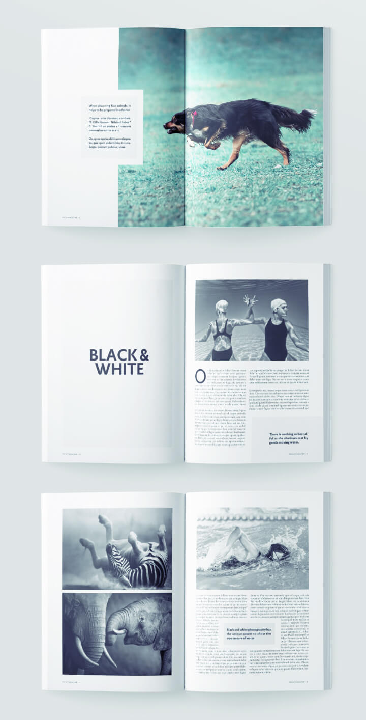 magazine spread - photography art magazine template for indesign - simple graphic design