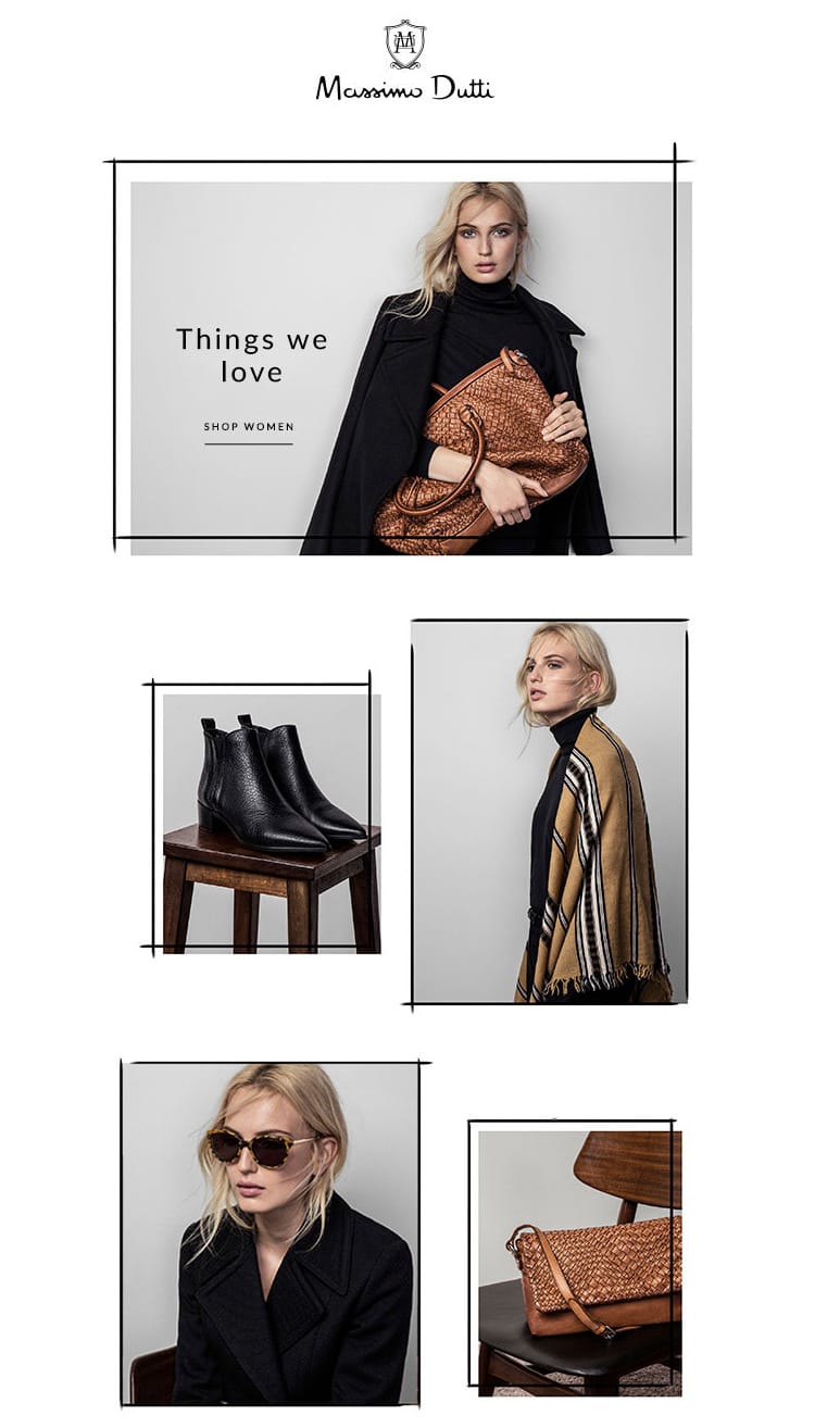 e-newletter email newsletter marketing design layout inspiration massimmo dutti fashion luxury elegant frames