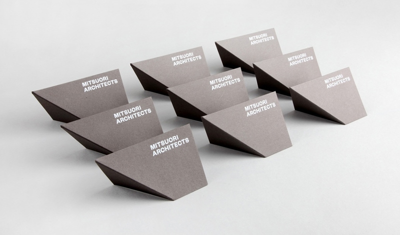 folded origami graphic design indesign business cards mitsuori architects