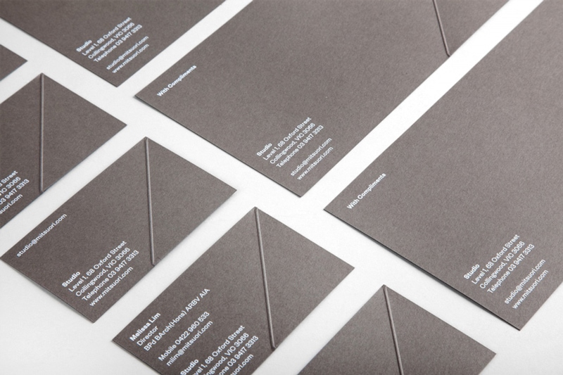 folded origami graphic design indesign business cards mitsuori architects