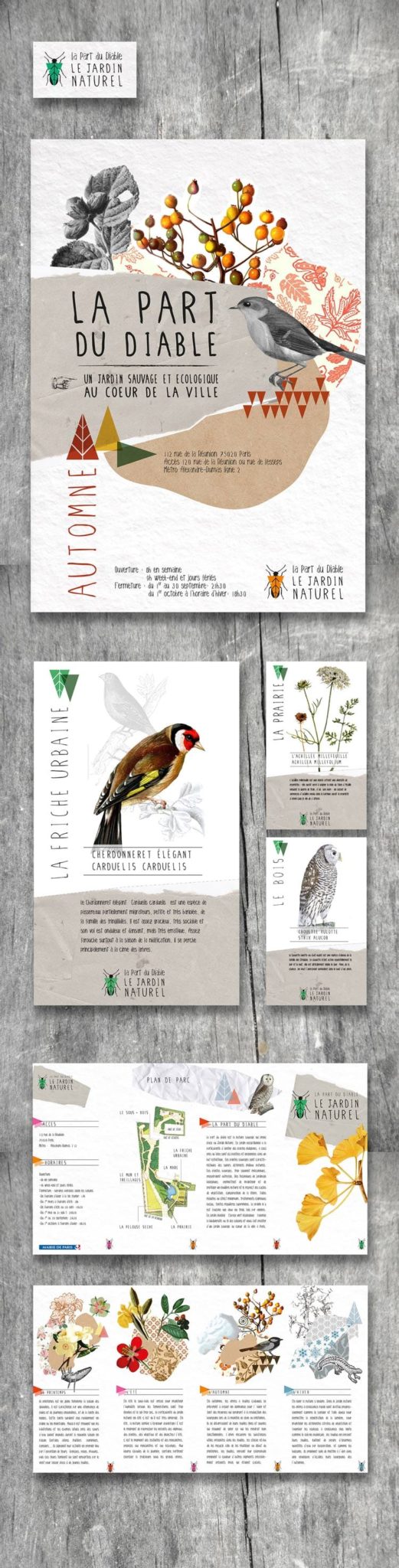 collage print design magazine layout book cover eccentric indesign graphic design inspiration natural garden paris dufour jardin naturel