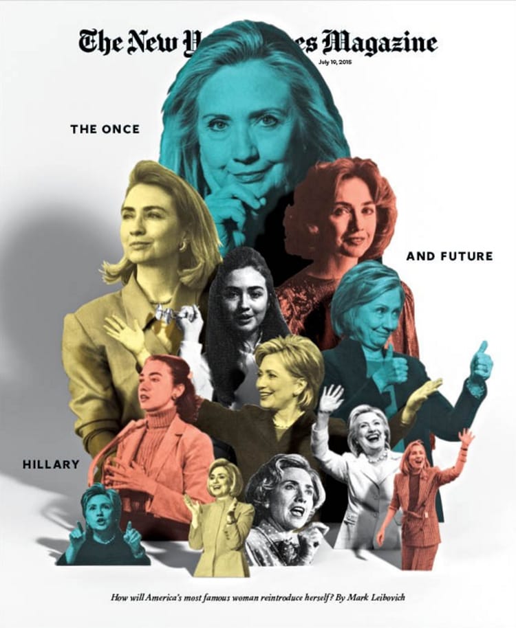 collage print design magazine layout book cover eccentric indesign graphic design inspiration magazine cover new york times magazine hillary clinton july 2015
