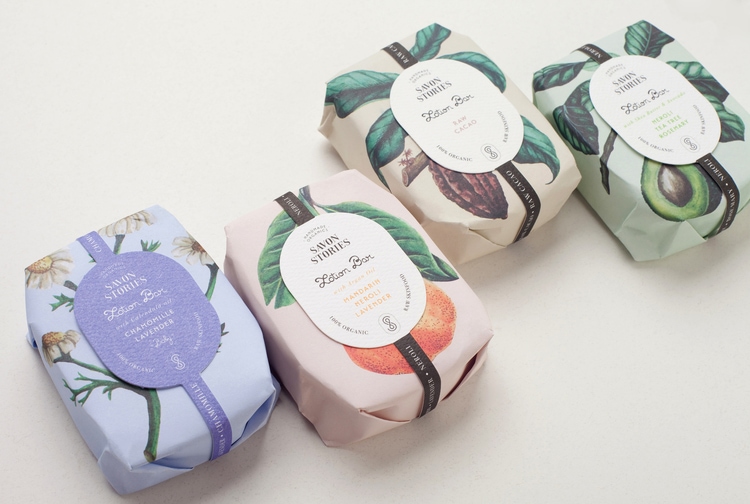 botanical graphic design flowers vintage packaging branding inspiration savon stories soap labels