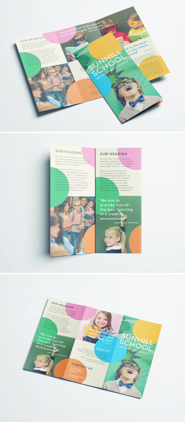 Tri-fold school kinder garden brochure template design - Cool InDesignn Brochure template