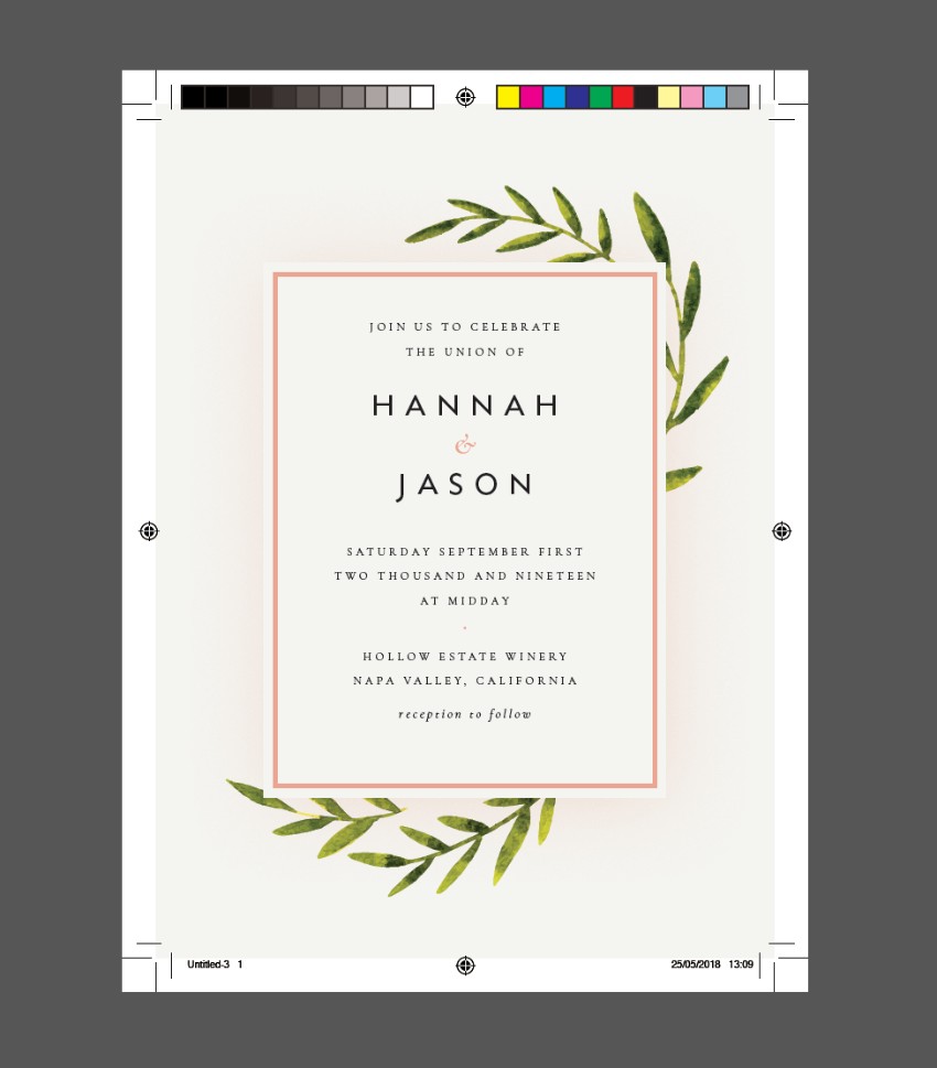 botanical rustic wedding invite indesign press ready pdf