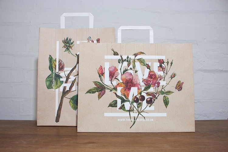 botanical graphic design flowers vintage packaging branding inspiration shopping bag paper bag brown bag beautiful