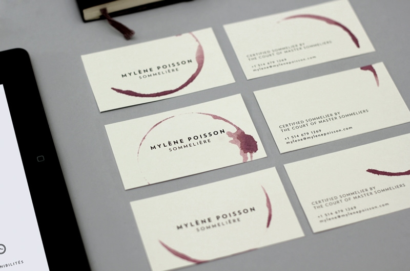 business card design watercolor painterly minimal indesign sommeliere studio caserne