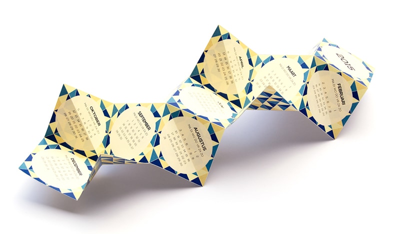 folded origami graphic design indesign calendar studio servaas