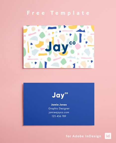 Free Business Card Template - Terrazzo Effect Layout Design - Free Download for InDesign