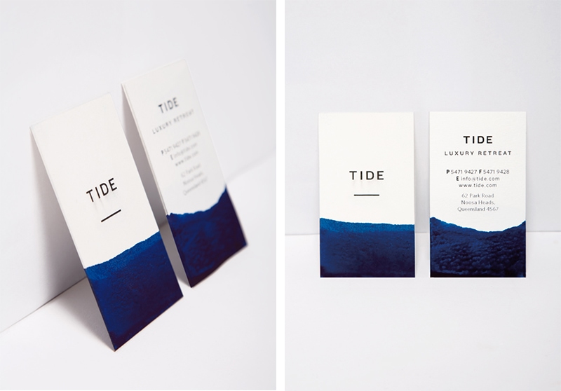 business card design watercolor painterly minimal indesign tide retreat