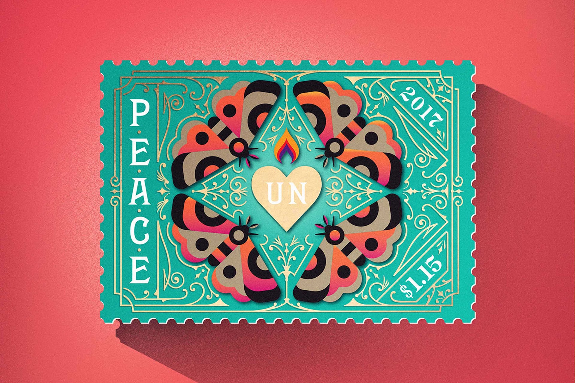2018 graphic design print design trends maximalism maximalist UN peace stamps