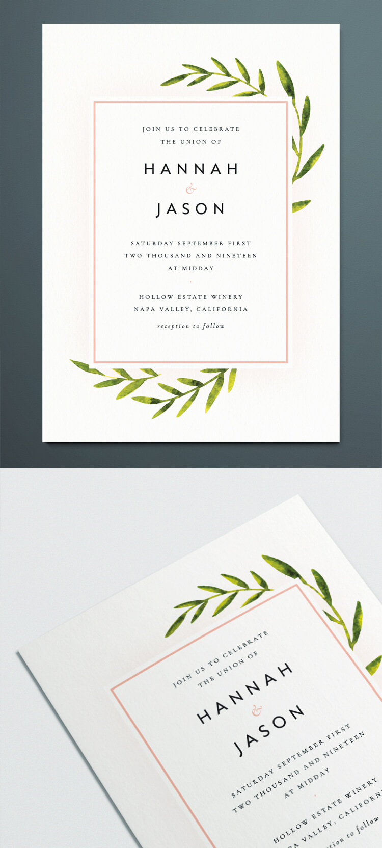 InDesign Wedding Invitation Template with Botanical vintage illustration. Free downloadable design for DIY wedding invite.