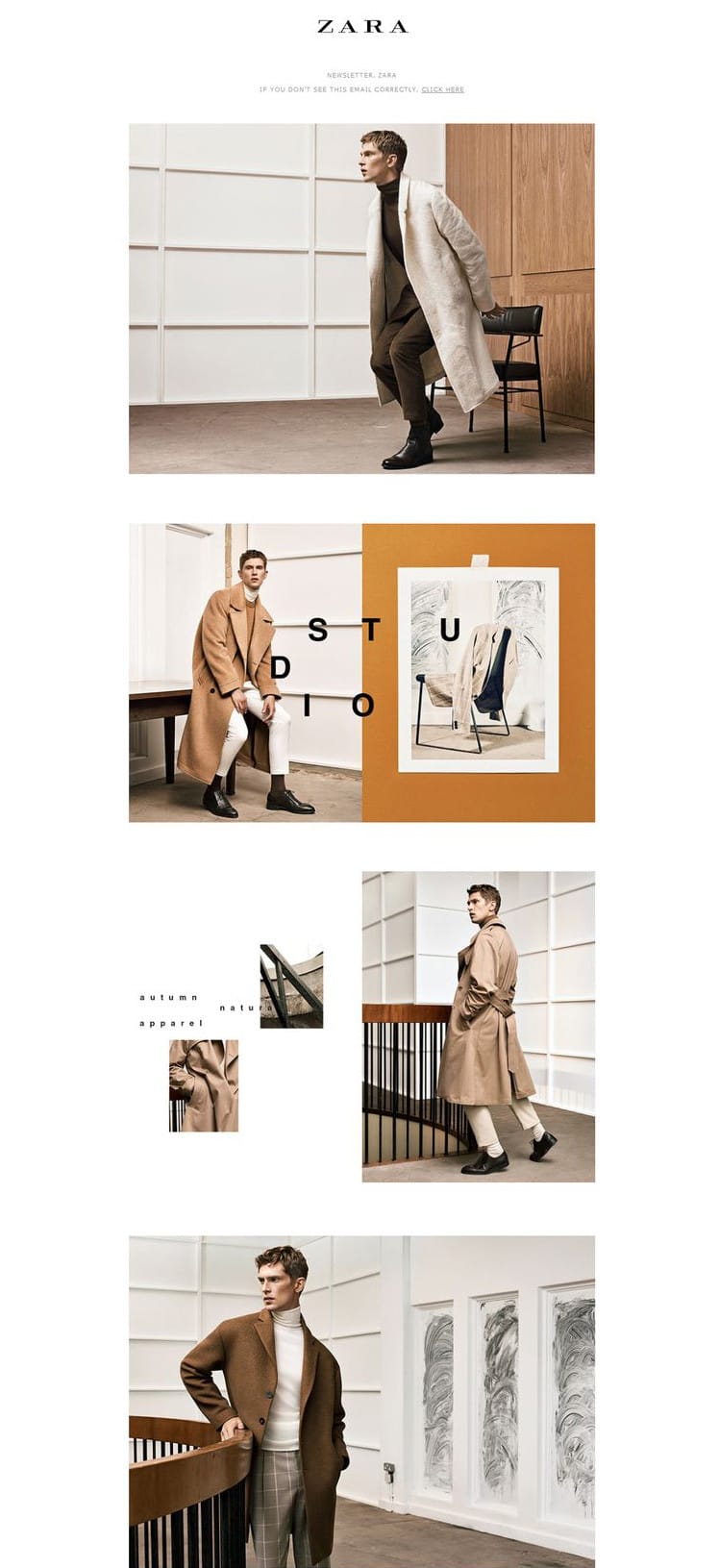 e-newletter email newsletter marketing design layout inspiration zara fashion menswear elegant