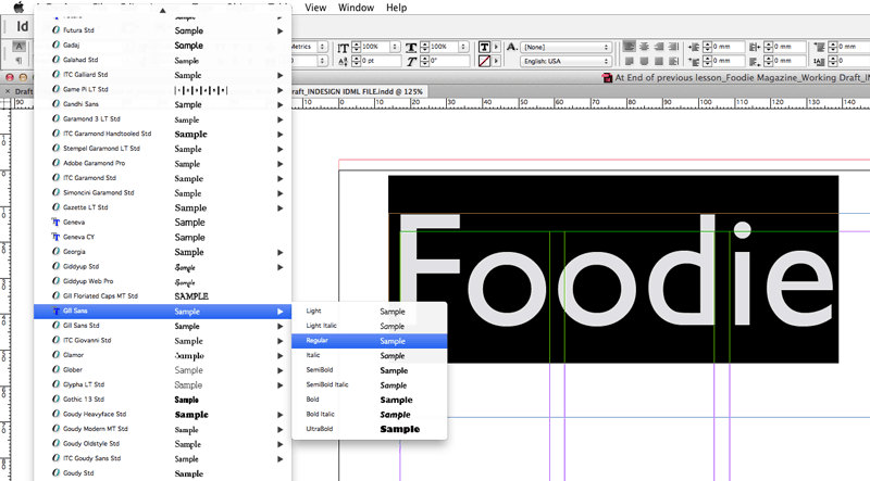 typography indesign gill sans font