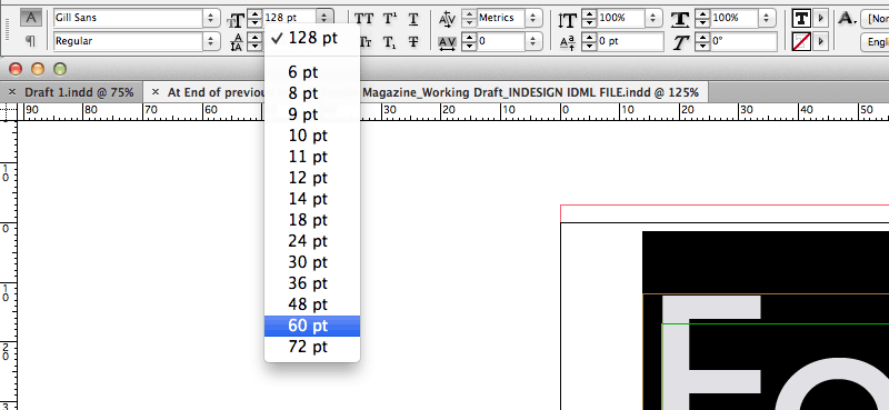 typography indesign font size