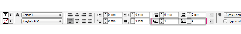 drop cap controls panel indesign